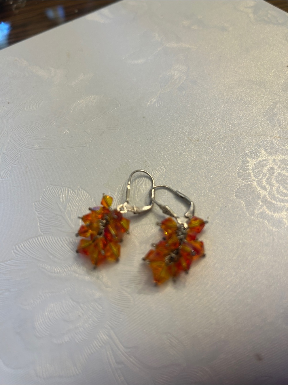 Handcrafted Orange Cluster Dangle Earrings